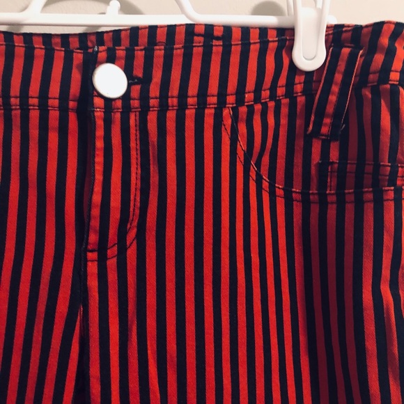 DIVIDED red + black striped skinny jeans - Picture 5 of 11